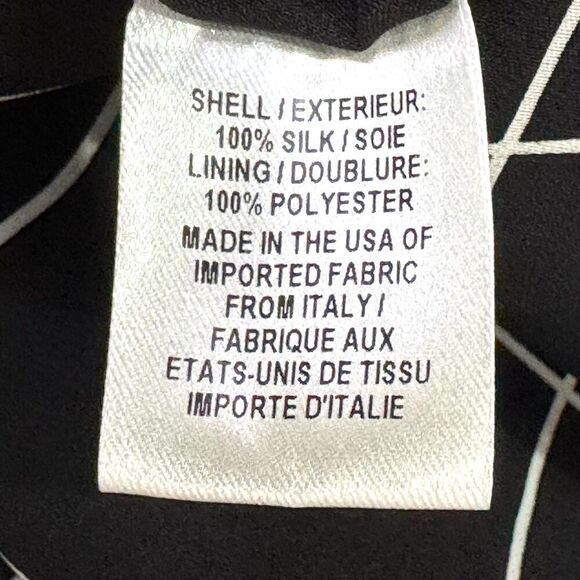 MILLY Top Size 4 Lauren Black White Check Print Silk Sleeveless Lined Tie Waist - Picture 8 of 9